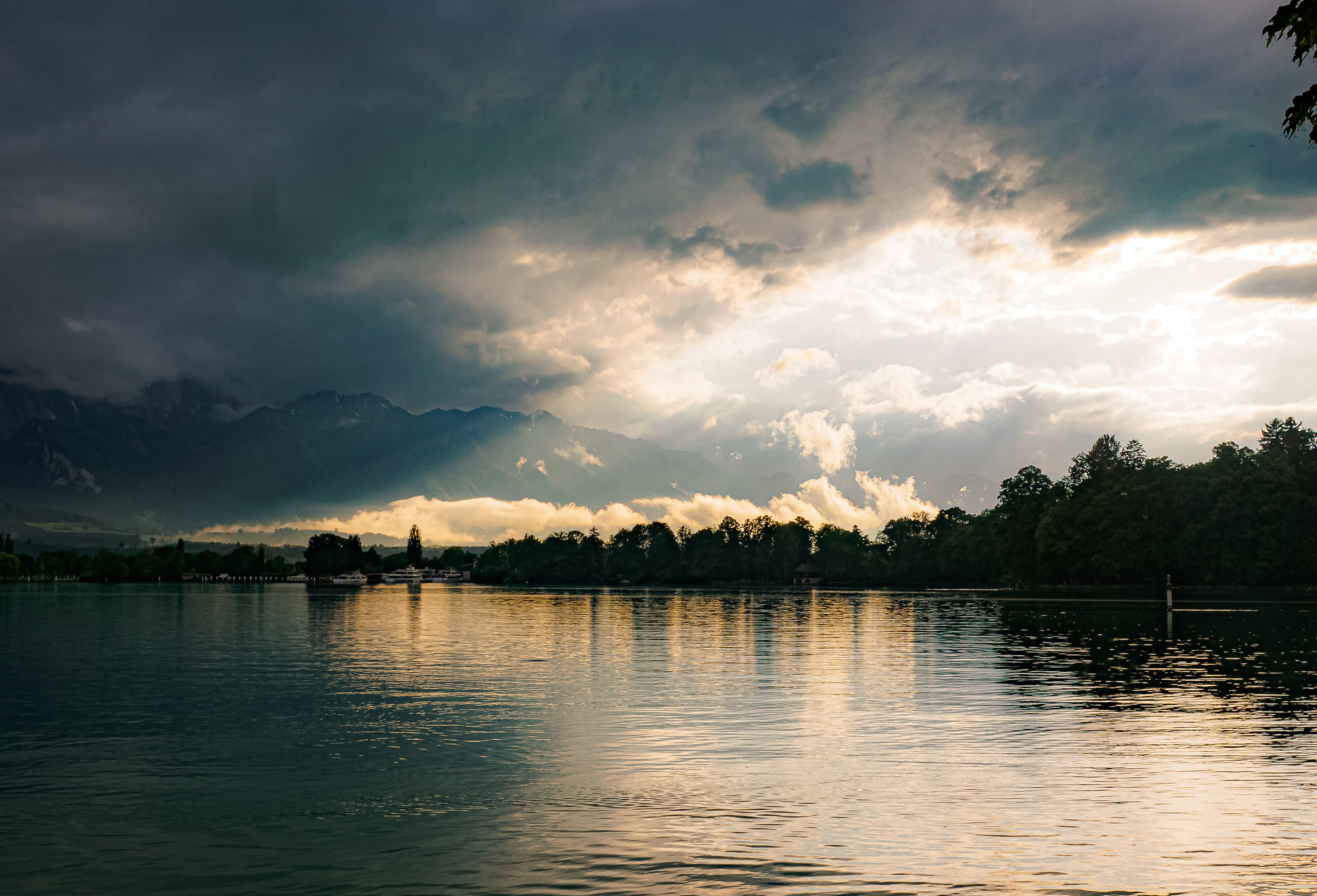 Storm Light Over Alpine Lake